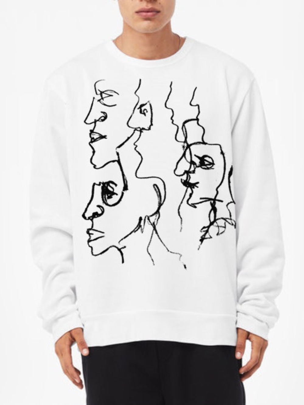NEW Unisex Serpen Wednesday White Graphic Sweatshirt Black Sketch Faces